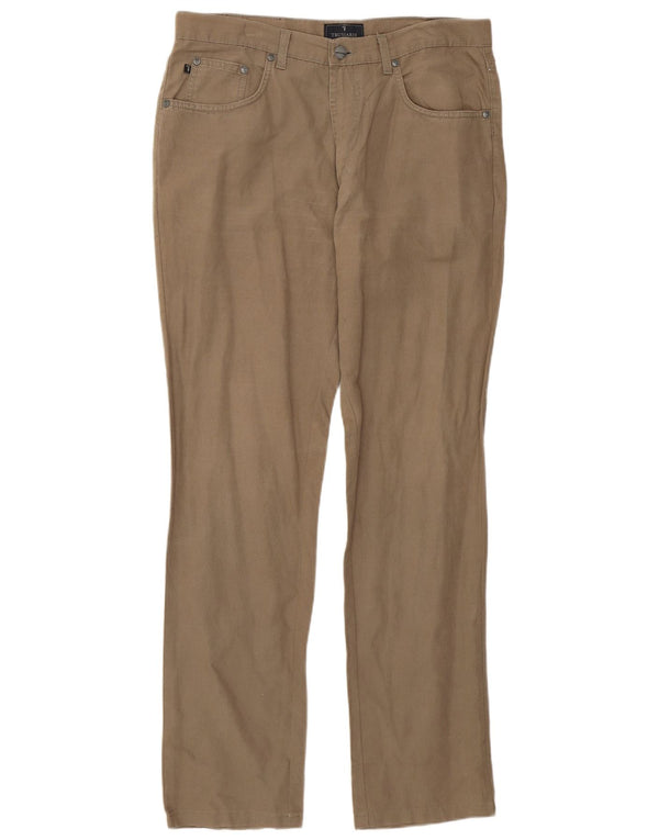 Trussardi Mens Slim Casual Trousers IT 50 Large W34 L31 Beige Linen