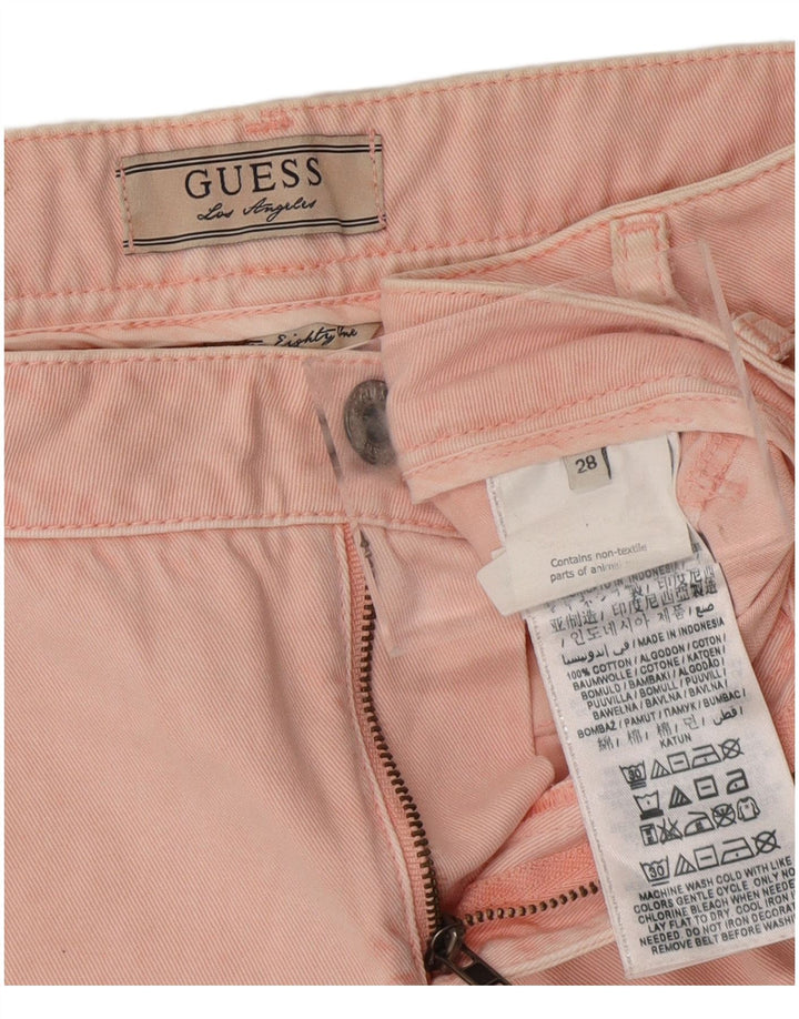 GUESS Womens Low Waist Chino Shorts W28 Medium  Pink Cotton