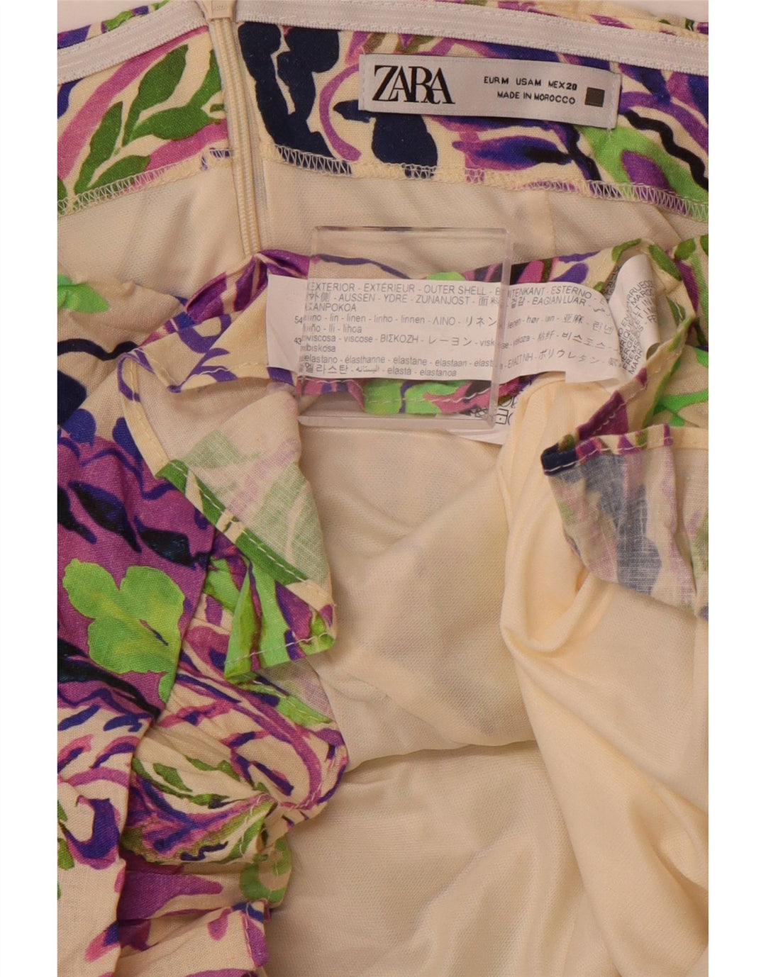 ZARA Womens Mini Strapless Dress UK 12 Medium Multicoloured Paisley Linen