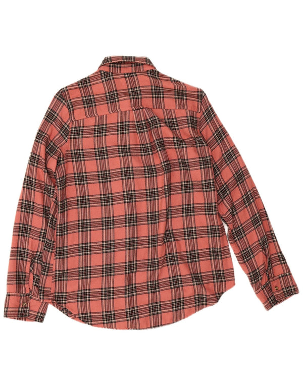 Hollister Womens Boyfriend Fit Flannel Shirt UK 10 Small Pink Check Viscose