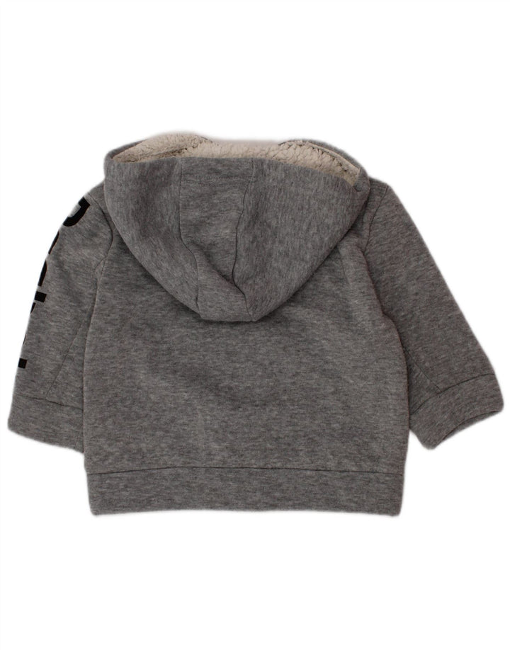 REEBOK Baby Boys Graphic Zip Hoodie Sweater 9-12 Months Grey Polyester