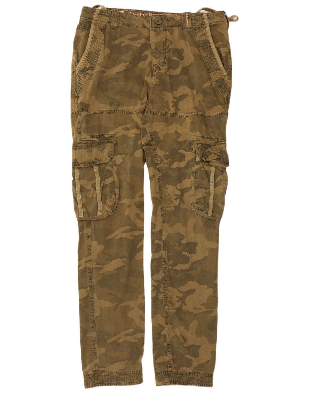 Superdry Mens Straight Cargo Trousers Medium W34 L33 Khaki Camouflage