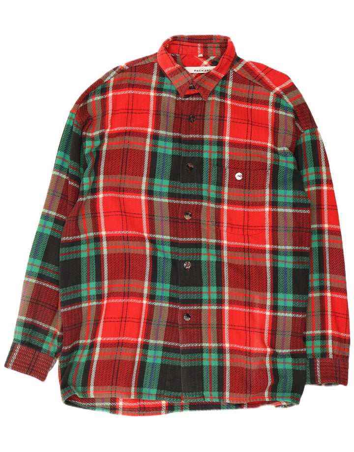 Packard Mens Flannel Shirt Large Red Plaid Cotton