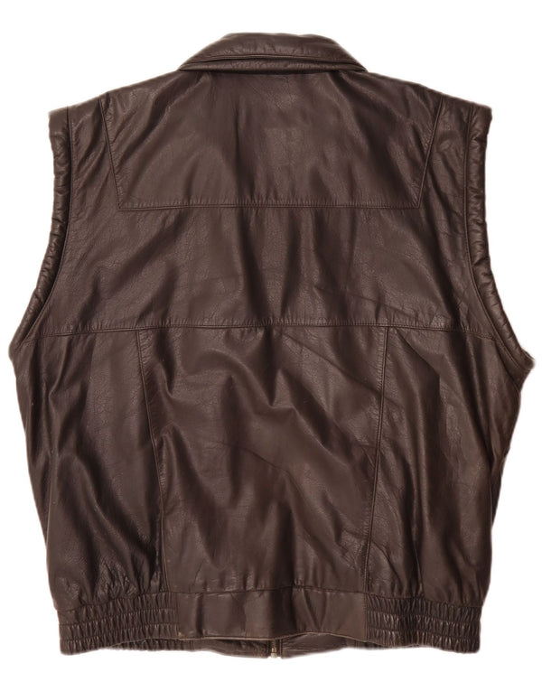 Prince Mens Leather Gilet IT 54 2XL Black
