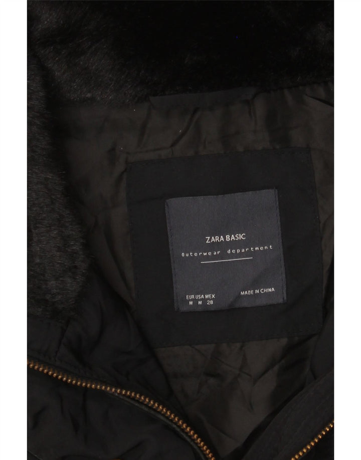 Zara Womens Padded Coat UK 14 Medium Black