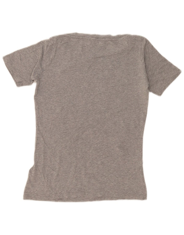 Trussardi Jeans Womens Graphic T-Shirt Top UK 10 Small Grey Cotton