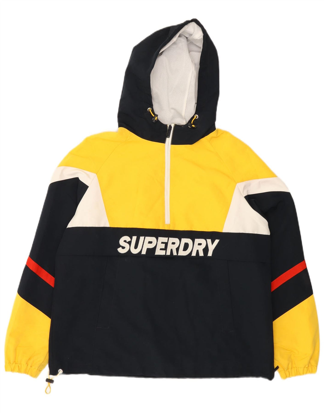 SUPERDRY Womens Oversized Graphic Anorak Jacket UK 12 Medium Yellow