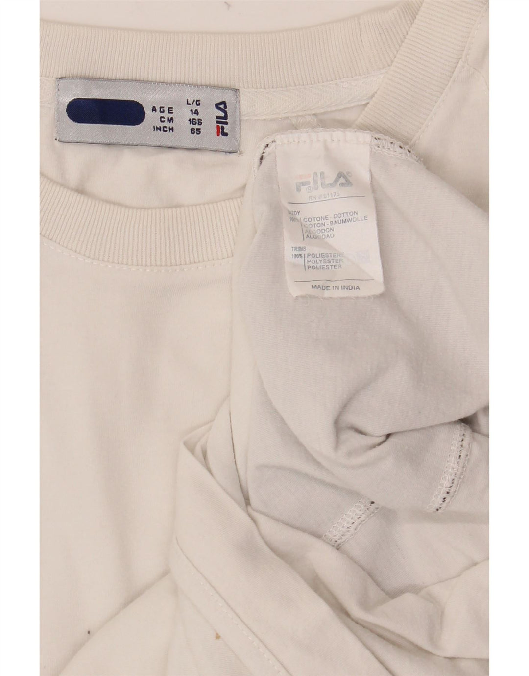 FILA Boys T-Shirt Top 13-14 Years White Colourblock Cotton