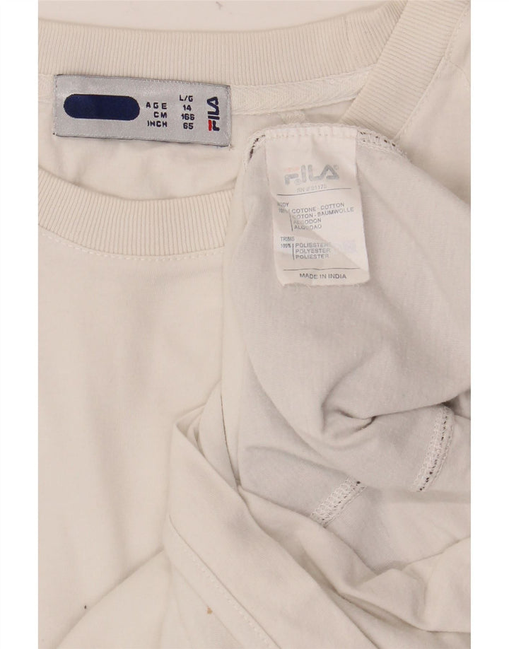 FILA Boys T-Shirt Top 13-14 Years White Colourblock Cotton