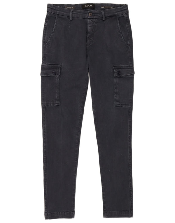 REPLAY Mens Jaan Cargo Slim Jeans W30 L30 Navy Blue Cotton