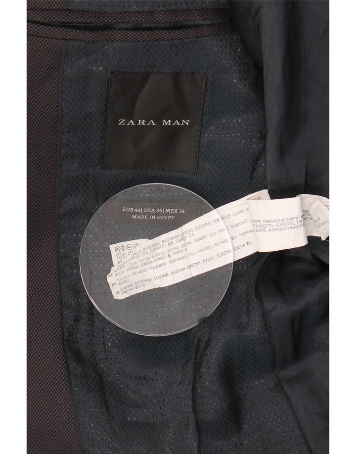 Zara Mens 2 Button Blazer Jacket EU 44 XS Grey Cotton