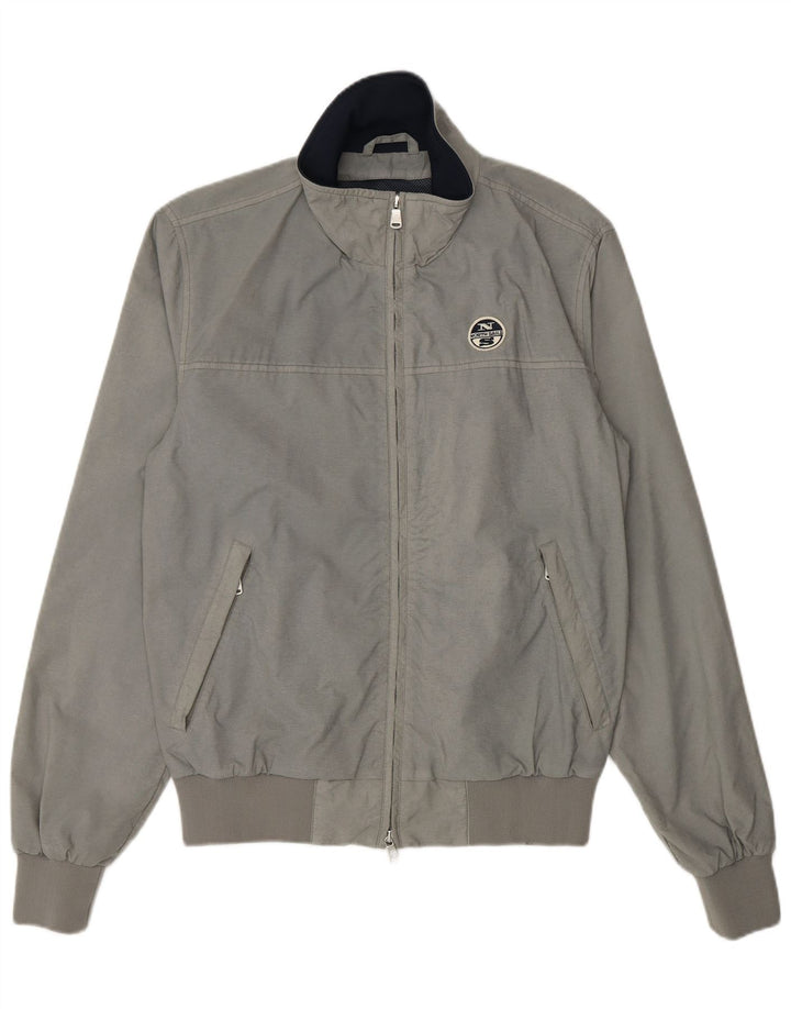 North Sails Mens Bomber Jacket UK 38 Medium Grey Nylon