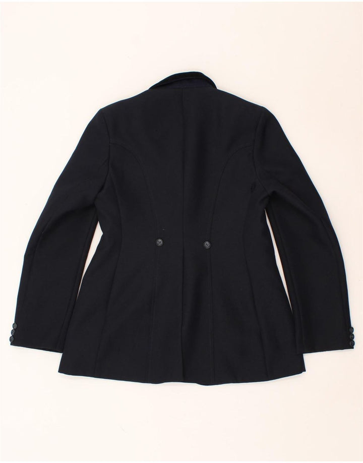 VINTAGE Womens 3 Button Blazer Jacket UK 12 Medium Navy Blue Vintage Vintage and Second-Hand Vintage from Messina Hembry 