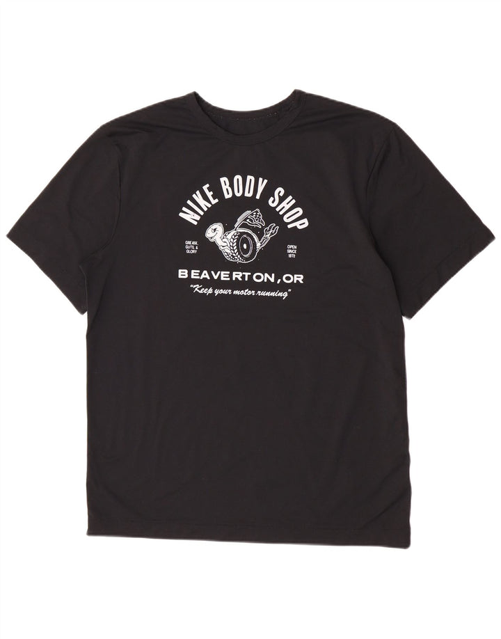 Nike Mens Dri Fit Graphic T-Shirt Top Medium Black Polyester
