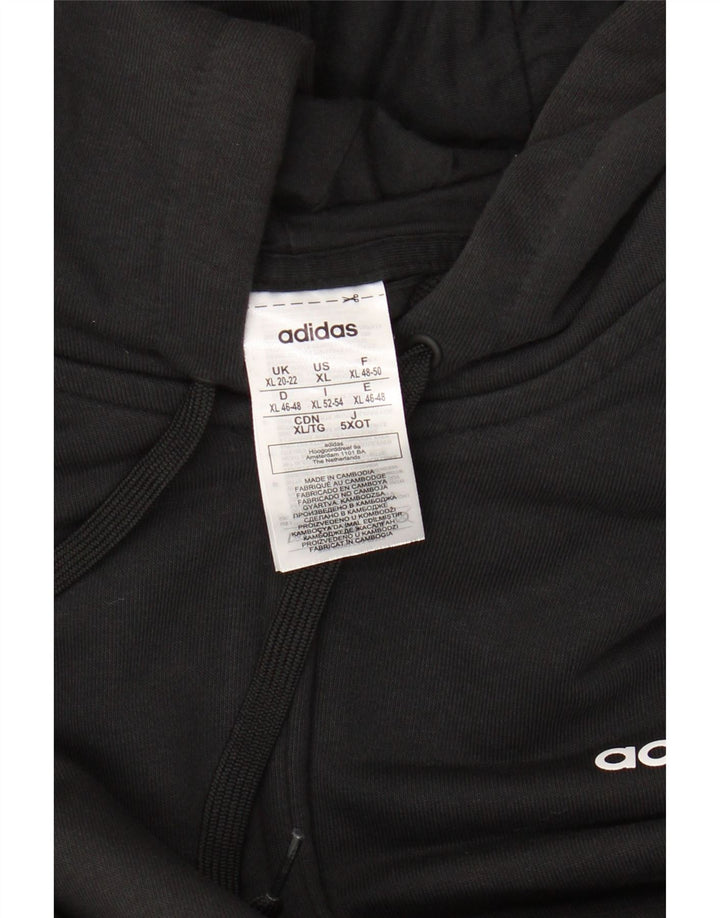 ADIDAS Womens Zip Hoodie Sweater UK 20/22 XL Black Cotton