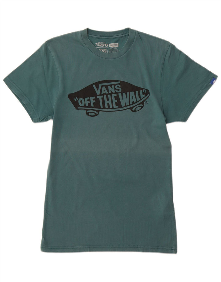 VANS Mens Custom Fit Graphic T-Shirt Top XS Green Cotton