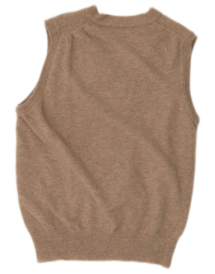 BOGGI MILANO Womens Sleeveless Cardigan Sweater UK 14 Medium Beige Wool