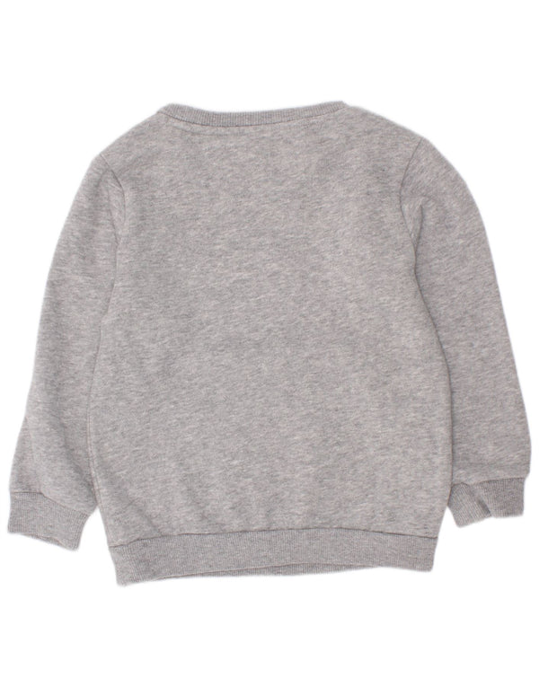 Adidas Boys Graphic Sweatshirt Jumper 2-3 Years Grey Flecked Cotton