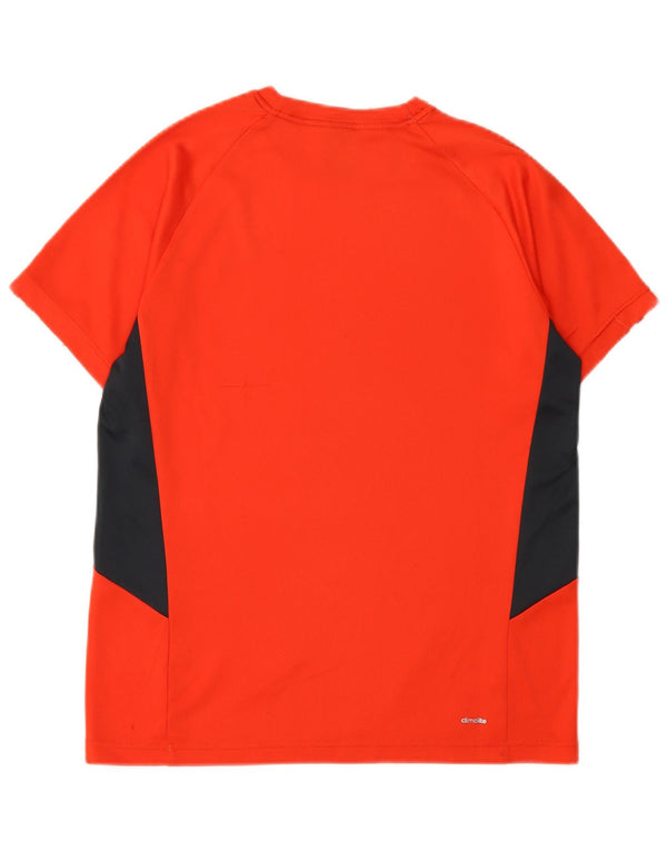 Adidas Boys Climalite T-Shirt Top 15-16 Years Red Colourblock