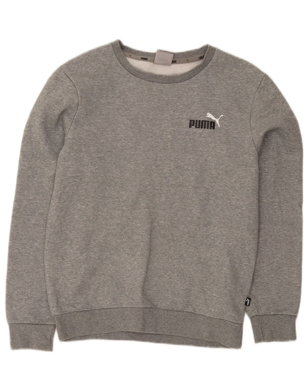 Puma Womens Oversized Sweatshirt Jumper UK 6 XS Grey Flecked Cotton