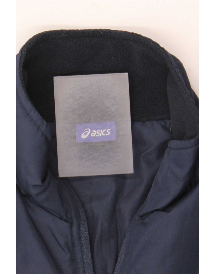 Asics Mens Padded Jacket UK 34 XS Navy Blue Colourblock Polyester