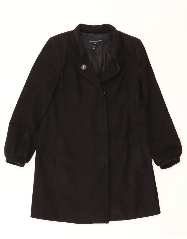 French Connection Womens Oversized Overcoat UK 8 Small Black Virgin Wool