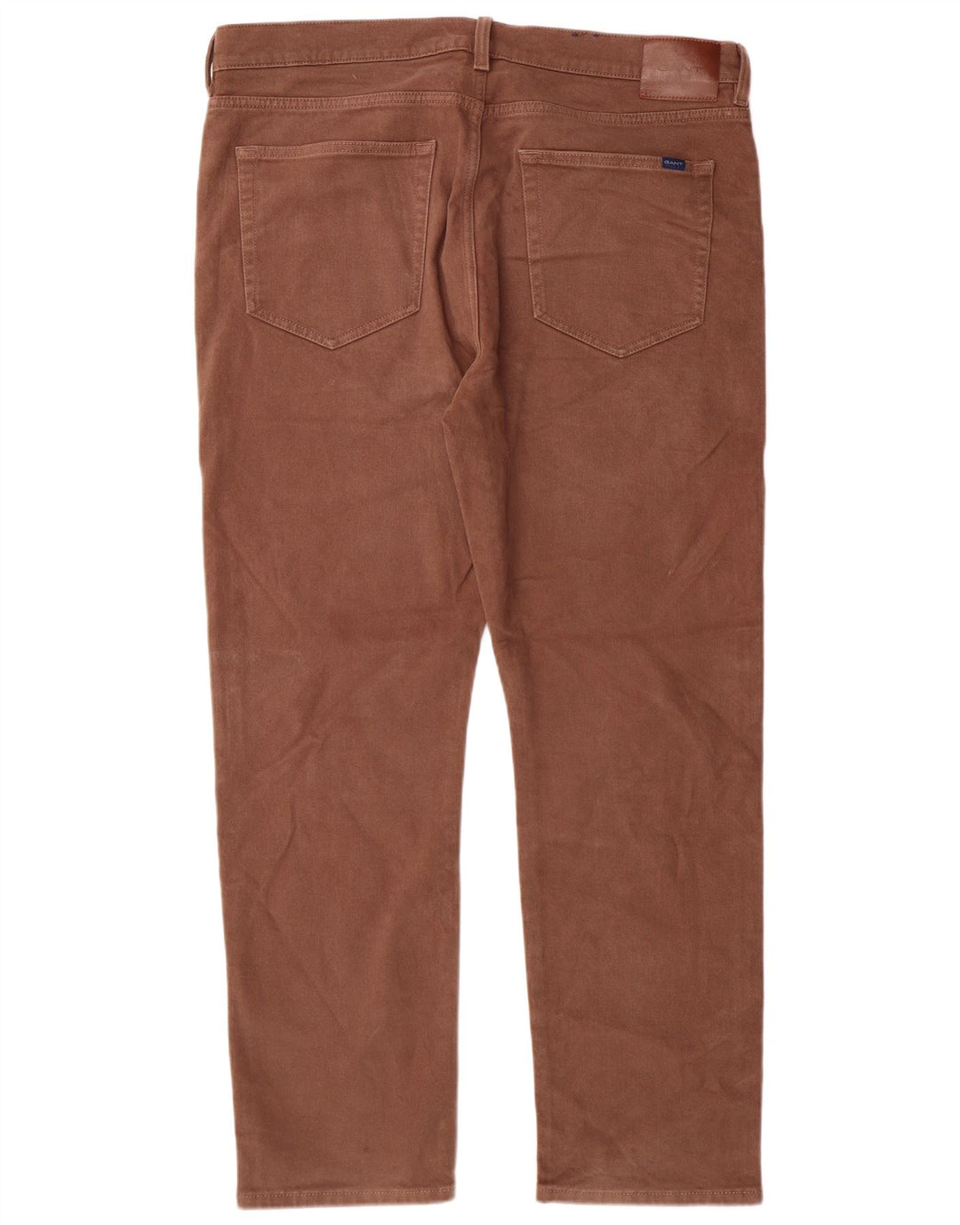 GANT Mens Straight Casual Trousers W38 L30 Brown Cotton
