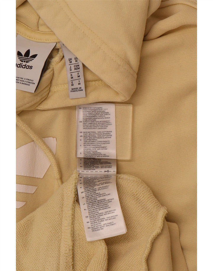 ADIDAS Mens Graphic Hoodie Jumper Medium Yellow Cotton