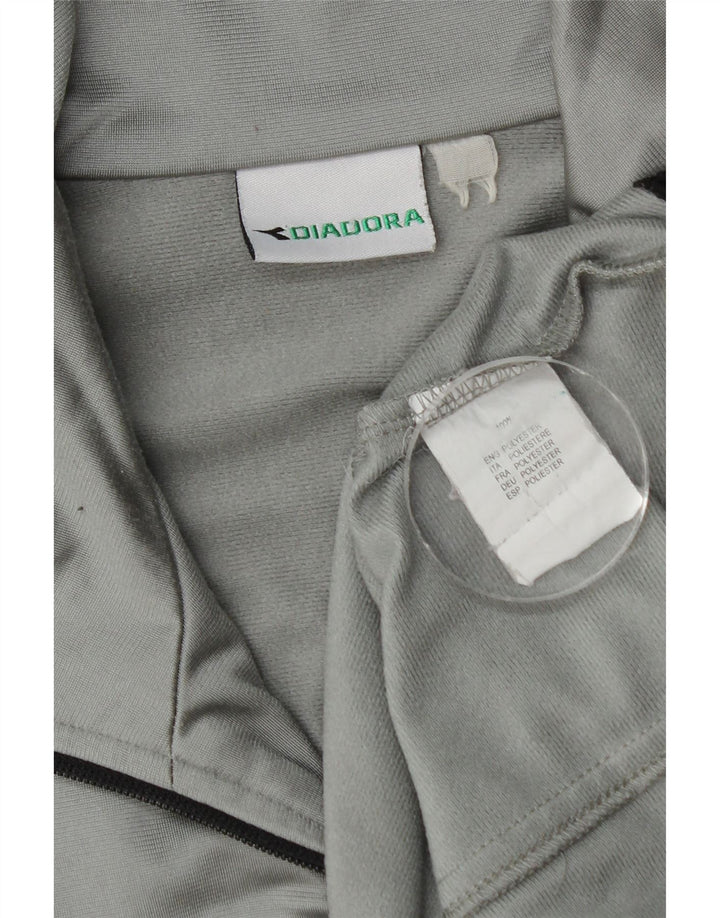 Diadora Mens Tracksuit Top Jacket Large Grey Colourblock Polyester