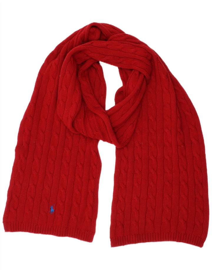 Ralph Lauren Womens Knit Rectangle Scarf One Size Red Cotton