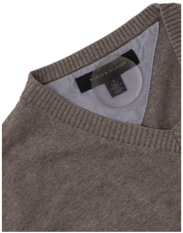 Tommy Hilfiger Womens V-Neck Jumper Sweater UK 14 Medium Grey
