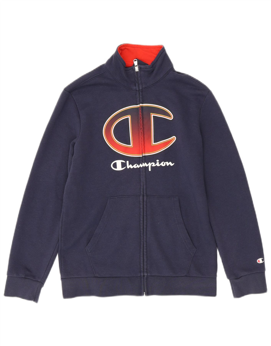 CHAMPION Boys Graphic Tracksuit Top Jacket 11-12 Years Large Navy Blue