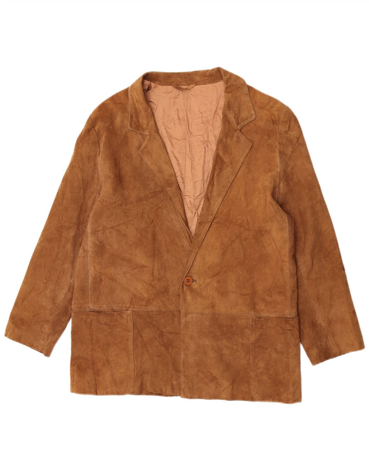 Vintage Mens 1 Button Suede Blazer Jacket UK 36 Small Brown