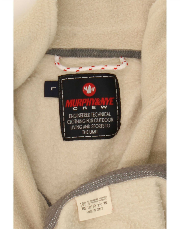 Murphy & Nye Mens Zip Neck Fleece Jumper Large Beige Colourblock Polyester