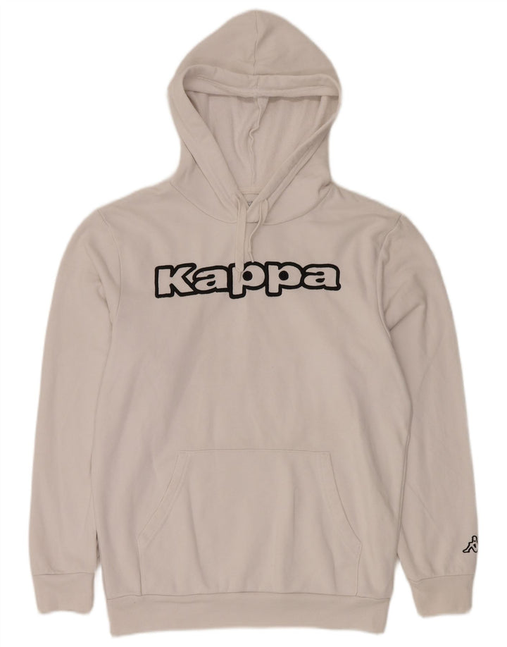 KAPPA Mens Graphic Hoodie Jumper Large White Cotton