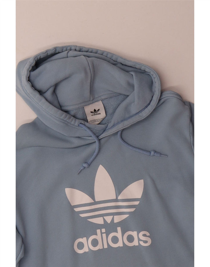 ADIDAS Mens Graphic Hoodie Jumper Medium Blue Cotton