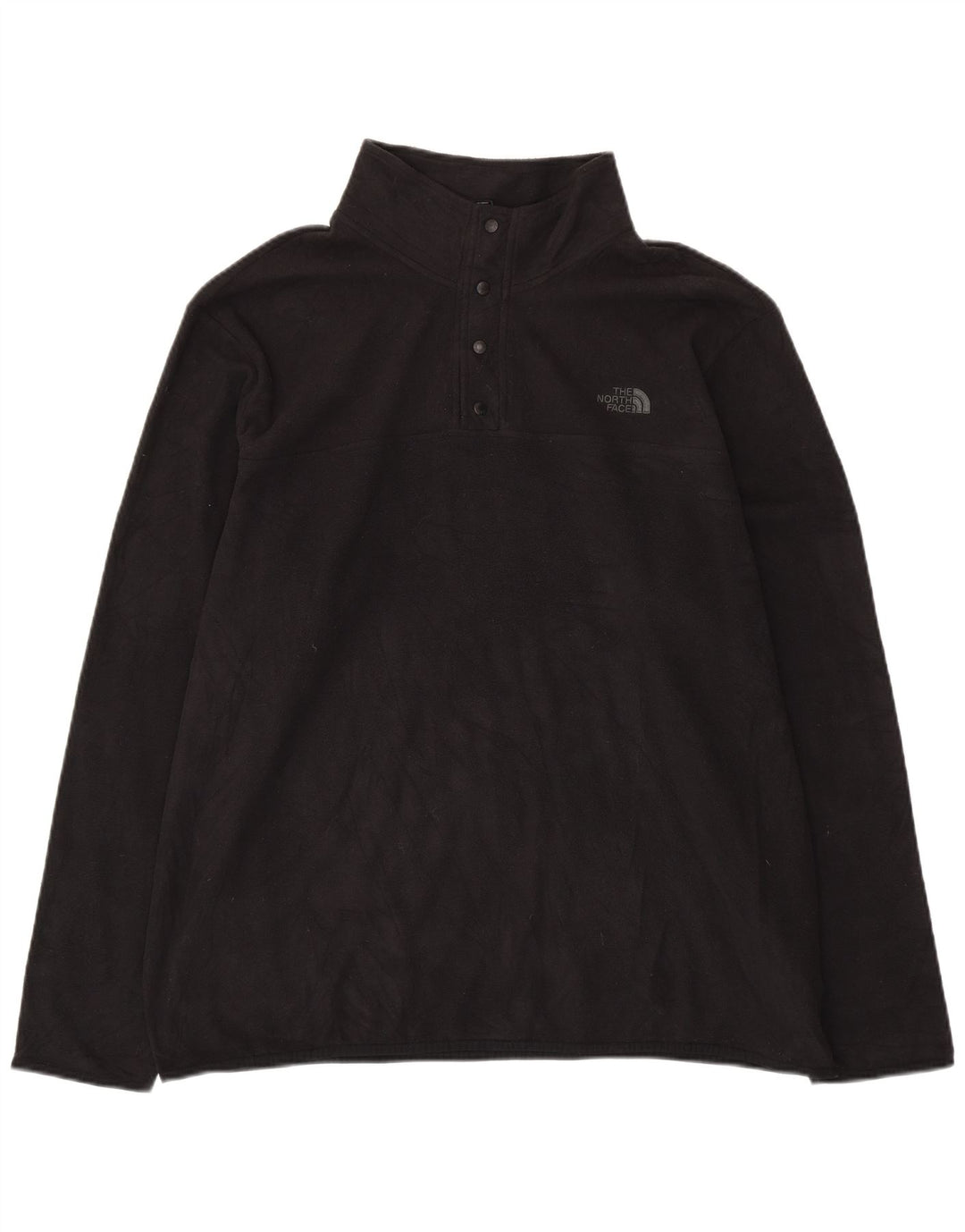 THE NORTH FACE Mens Button Neck Fleece Jumper 2XL Black Polyester
