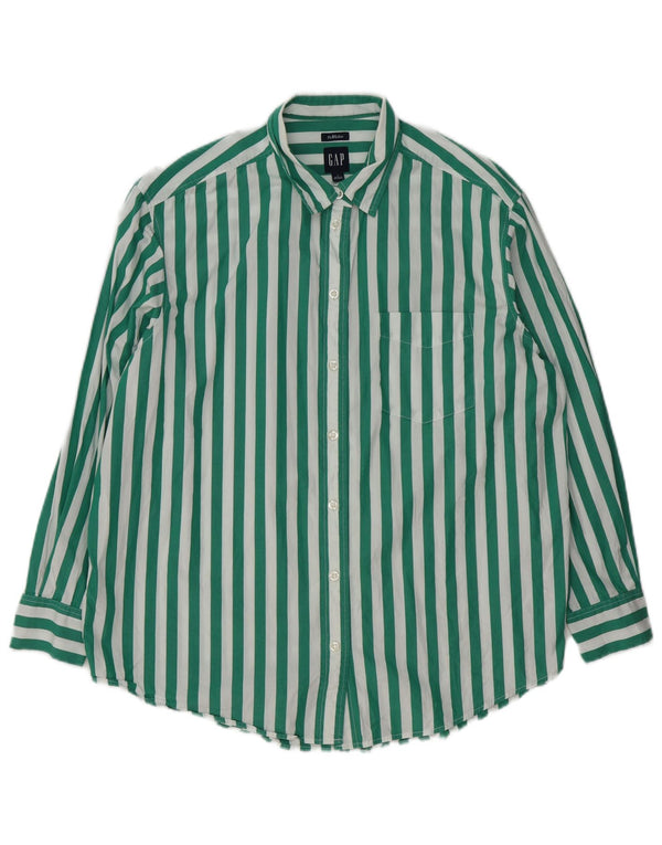 Gap Womens Big Shirt UK 10 Small Green Striped Cotton
