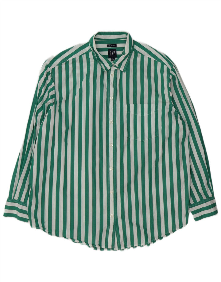 Gap Womens Big Shirt UK 10 Small Green Striped Cotton