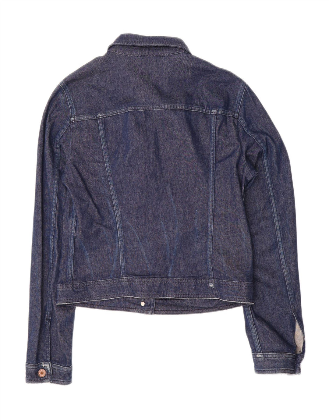 BENETTON Womens Denim Jacket UK 10 Small Navy Blue Cotton