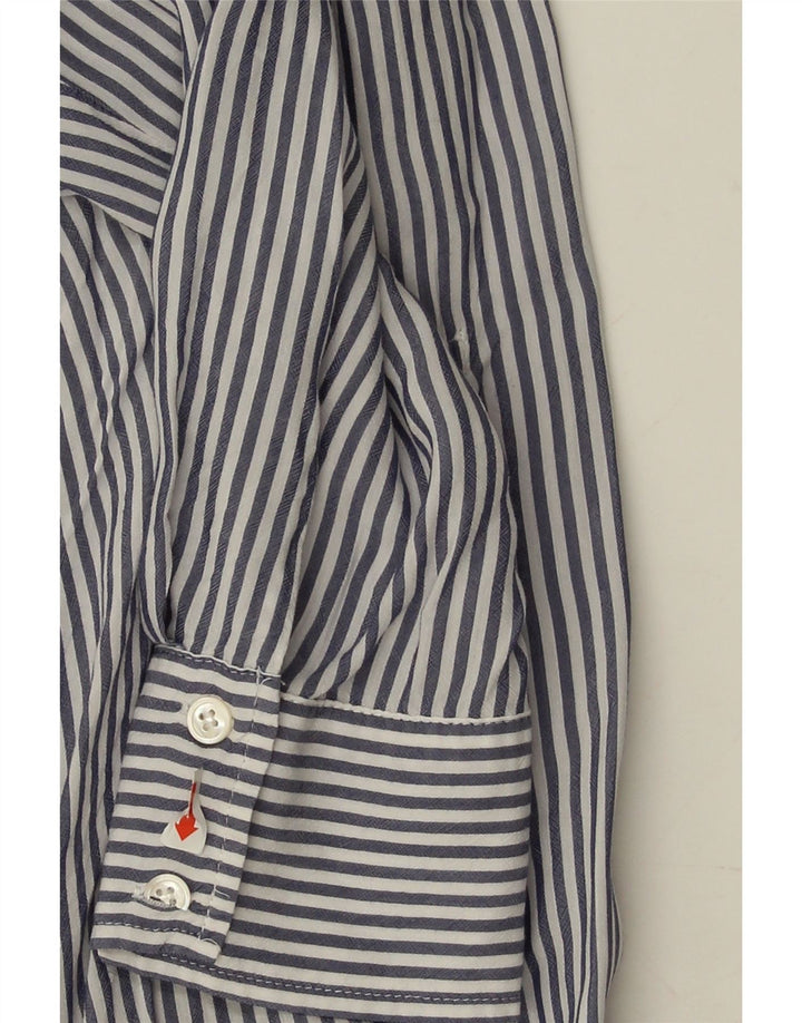 ZARA Womens Shirt UK 10 Small Blue Pinstripe Vintage Zara and Second-Hand Zara from Messina Hembry 