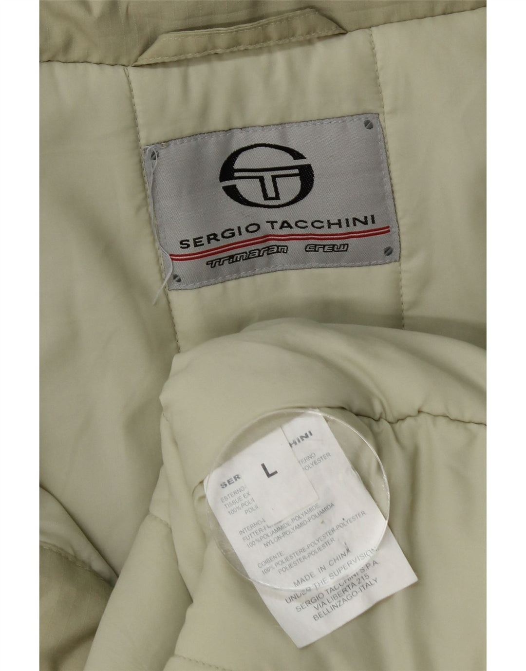 SERGIO TACCHINI Mens Hooded Windbreaker Jacket UK 40 Large Beige Polyester