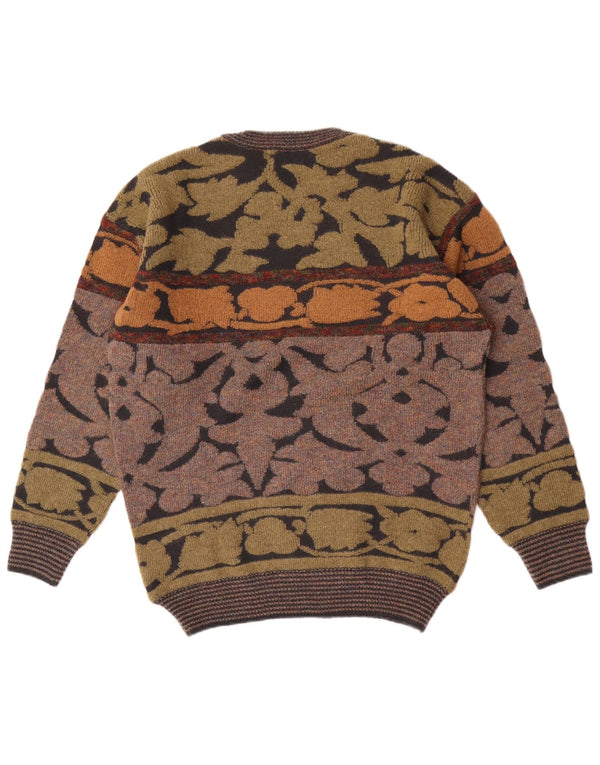 Vintage Mens Crew Neck Jumper Sweater IT 54 XL Multicoloured Floral Wool