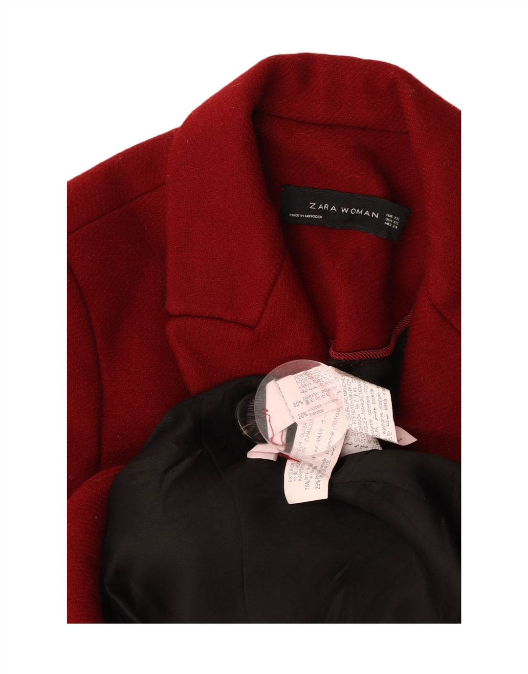 ZARA Womens Overcoat UK 6 XS Red Polyester