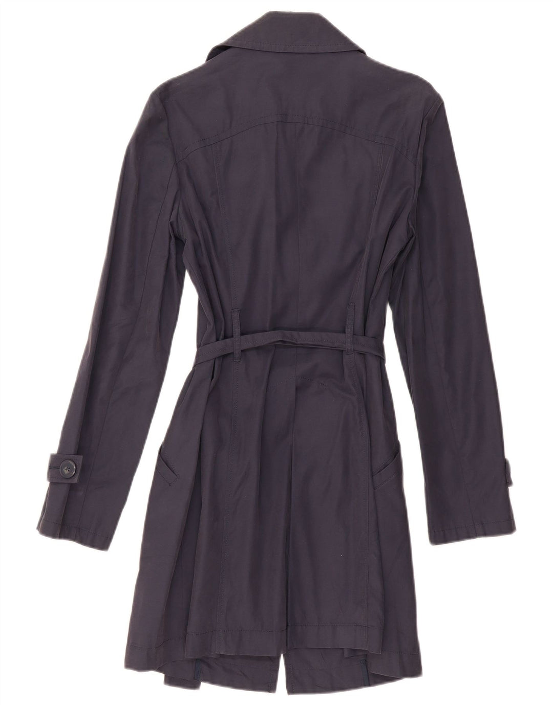 Sisley Womens Trench Coat IT 44 Medium Navy Blue Cotton