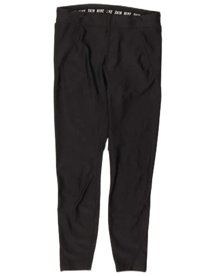 Nike Womens Dri Fit Crop Leggings UK 12 Medium Black Polyester