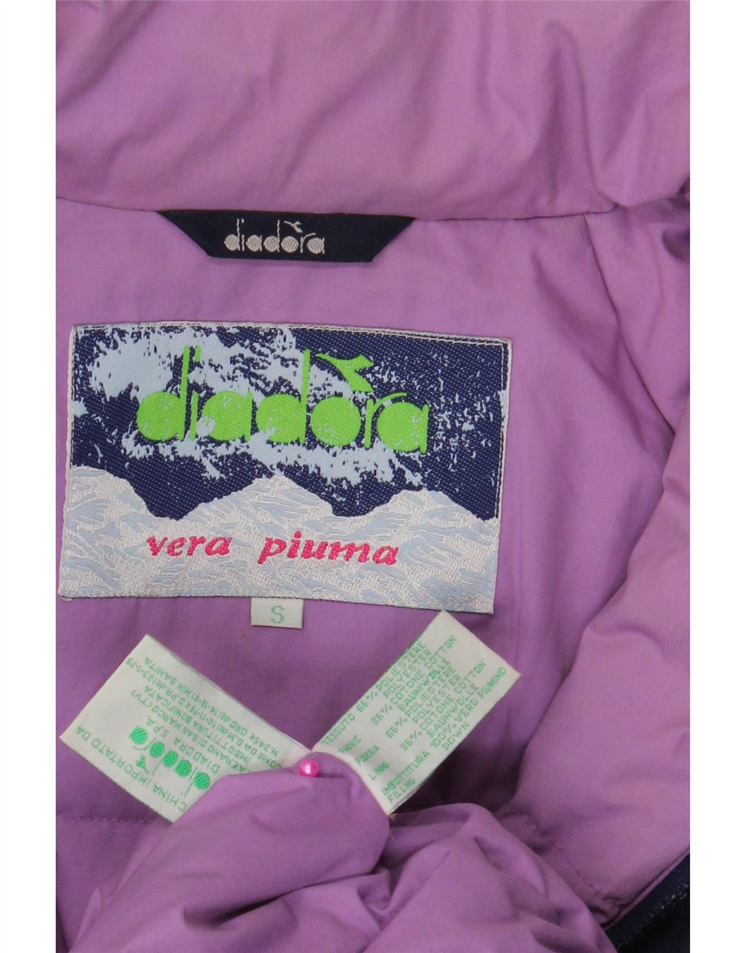 DIADORA Womens Oversized Padded Jacket UK 10 Small Navy Blue Polyester