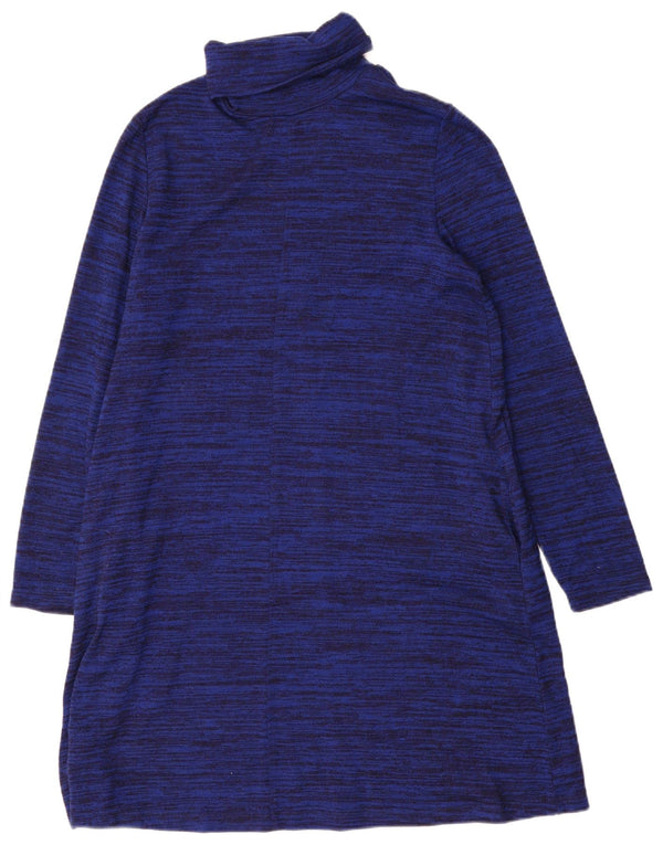 Marks & Spencer Womens Jumper Dress UK 14 Large Navy Blue Flecked Polyester
