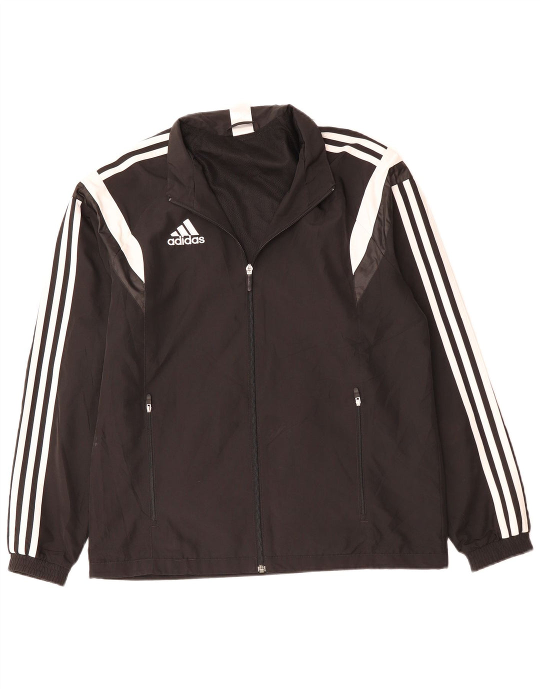 ADIDAS Mens Tracksuit Top Jacket Medium Black Colourblock Polyester