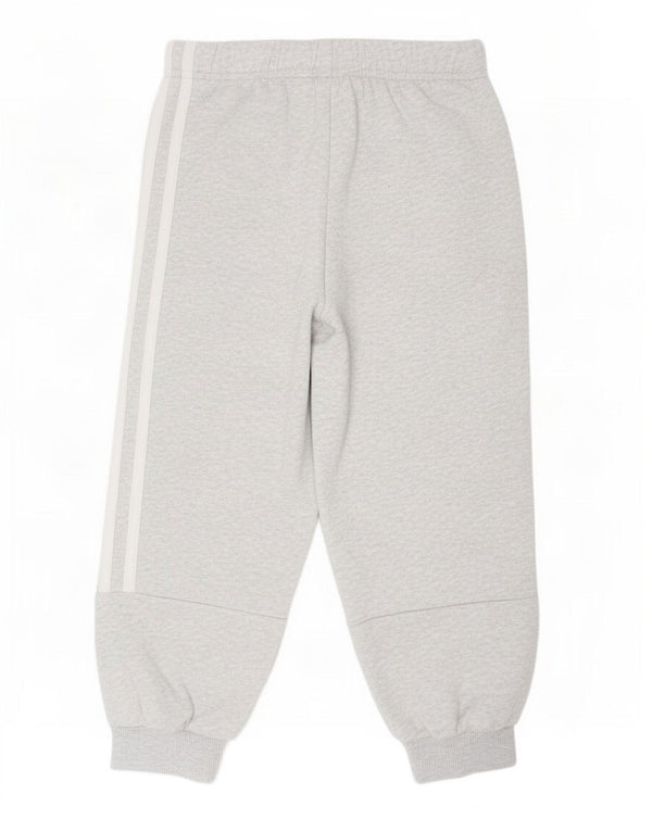 Adidas Boys Tracksuit Trousers Joggers 4-5 Years Grey Flecked Cotton